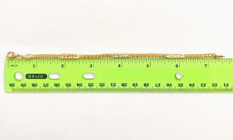 18K Yellow Gold Filled 4mm Diamond Cut Plaque Bracelet 7.5″ Adult – BR113