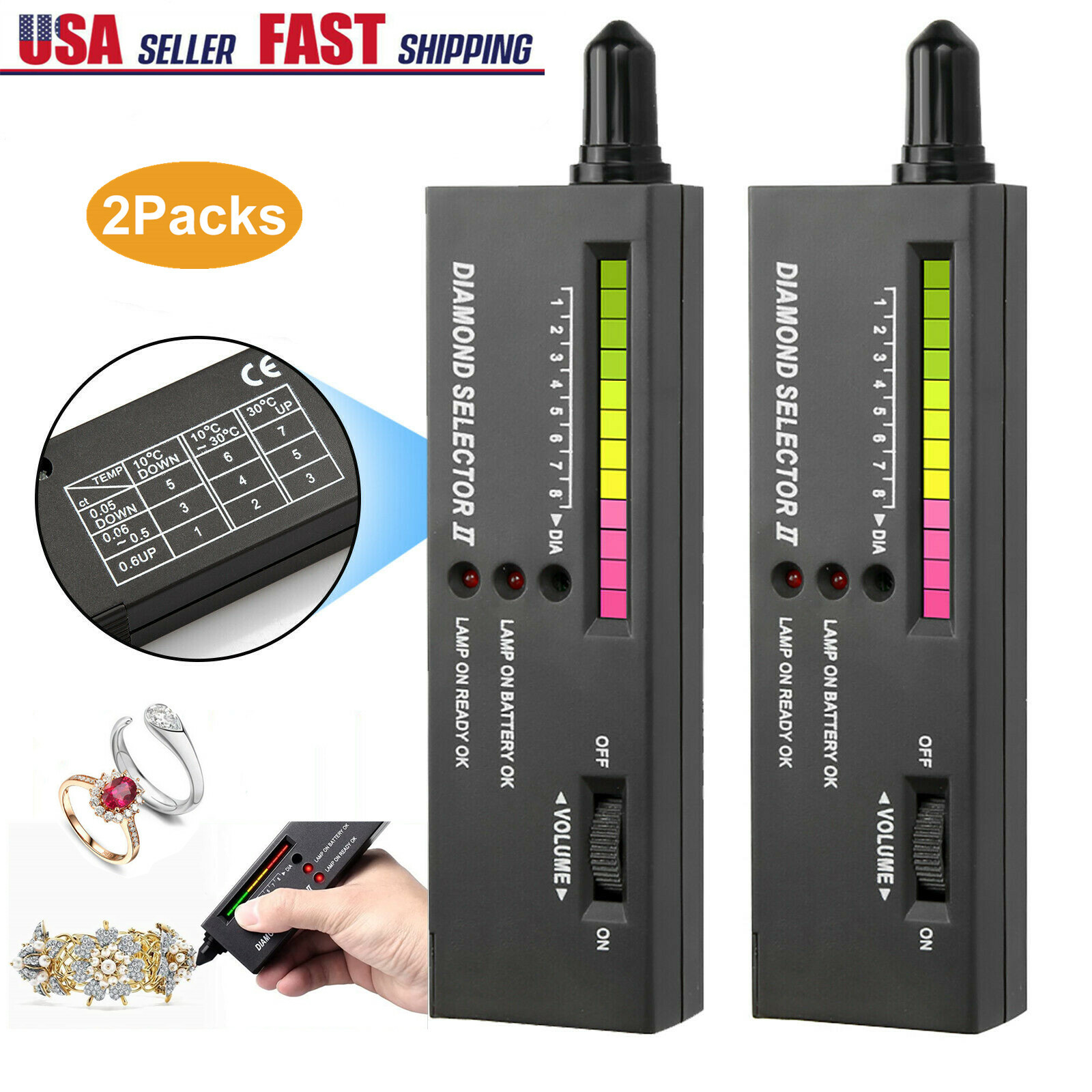 Jewelry Diamond Tester Selector Gemstone Tool Gems Test LED Audio Checker NEW US