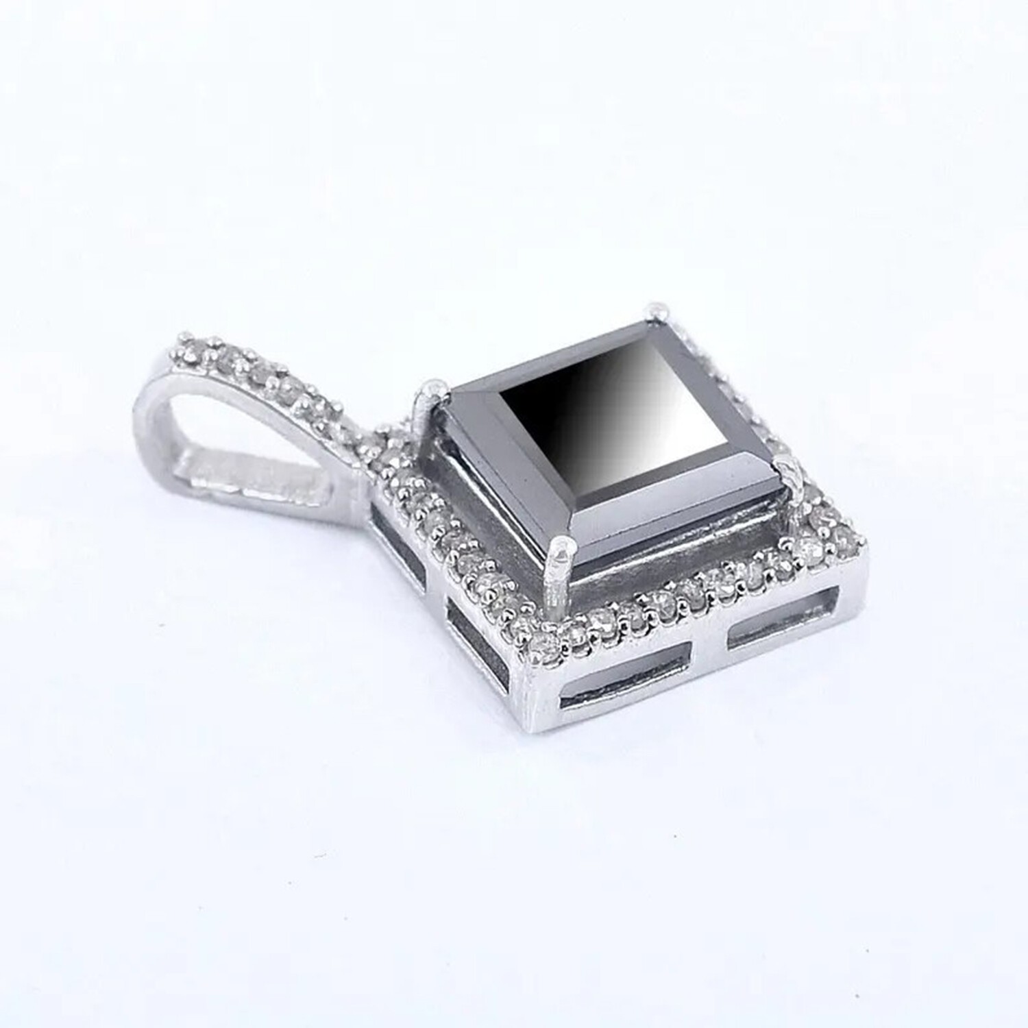 Lustrous Black Lab Diamond Solitaire Drop Necklace 5 Ct 925 Silver Gift for Her