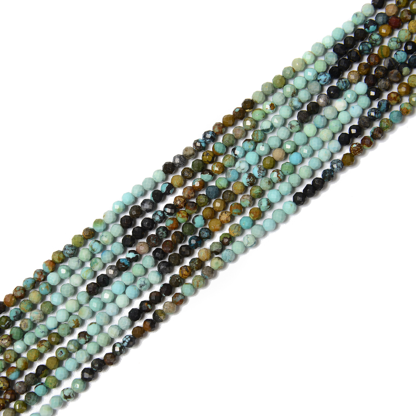 Natural Gradient Turquoise Faceted Round Beads Size 3mm 15.5” Strand