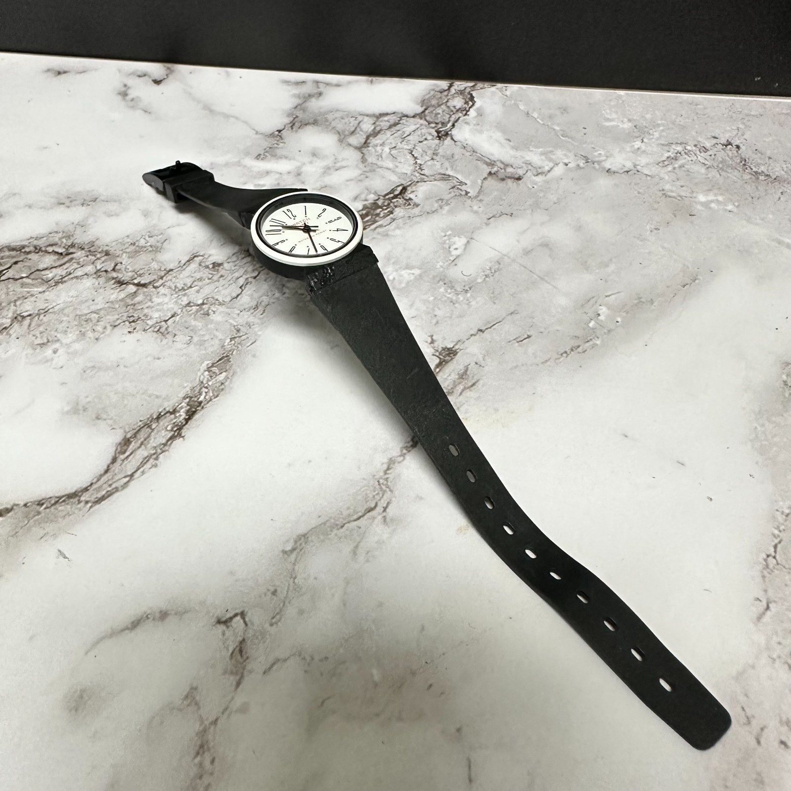 AWATCH Womens Watch White Dial 24MM Black Resin Band New Battery 8.5″