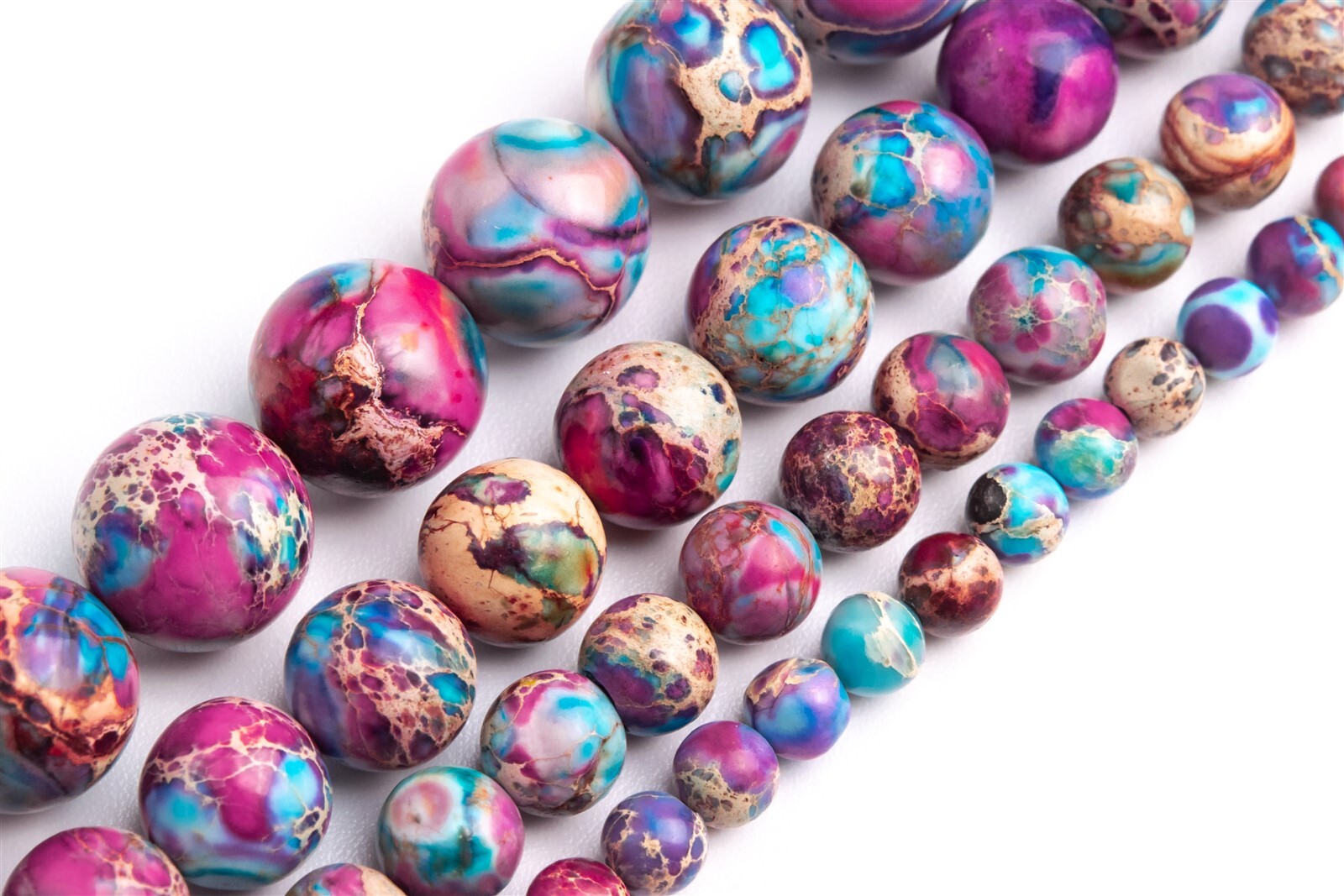 Purple Red & Light Blue Sea Sediment Imperial Jasper Round Loose Bead 4/6/8/10MM