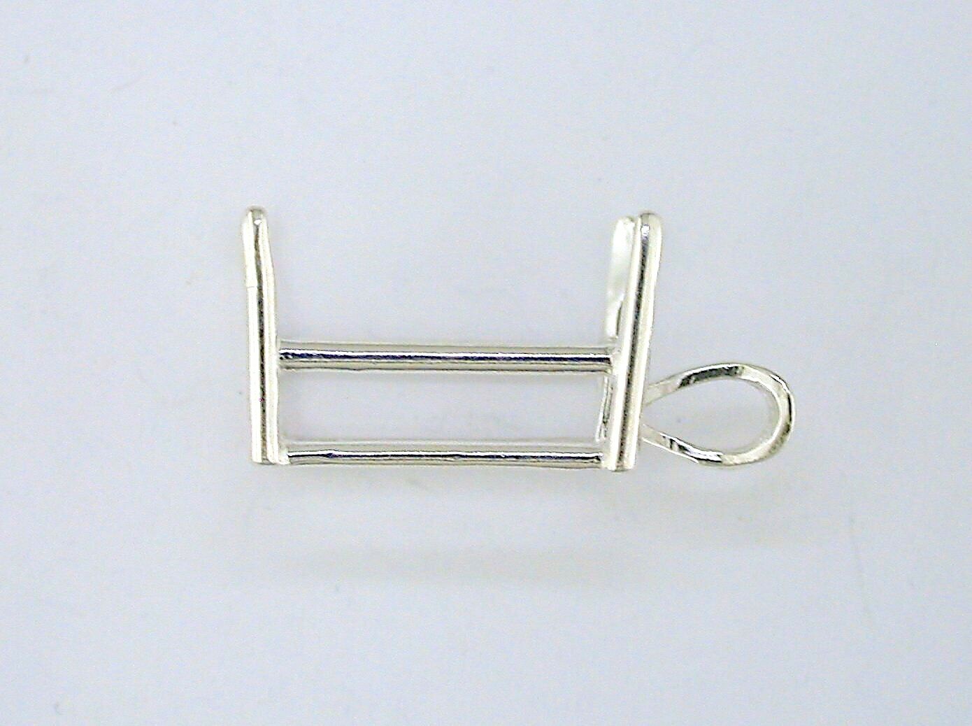 Emerald Cut 4 Prong Deep Pendant Setting Sterling Silver