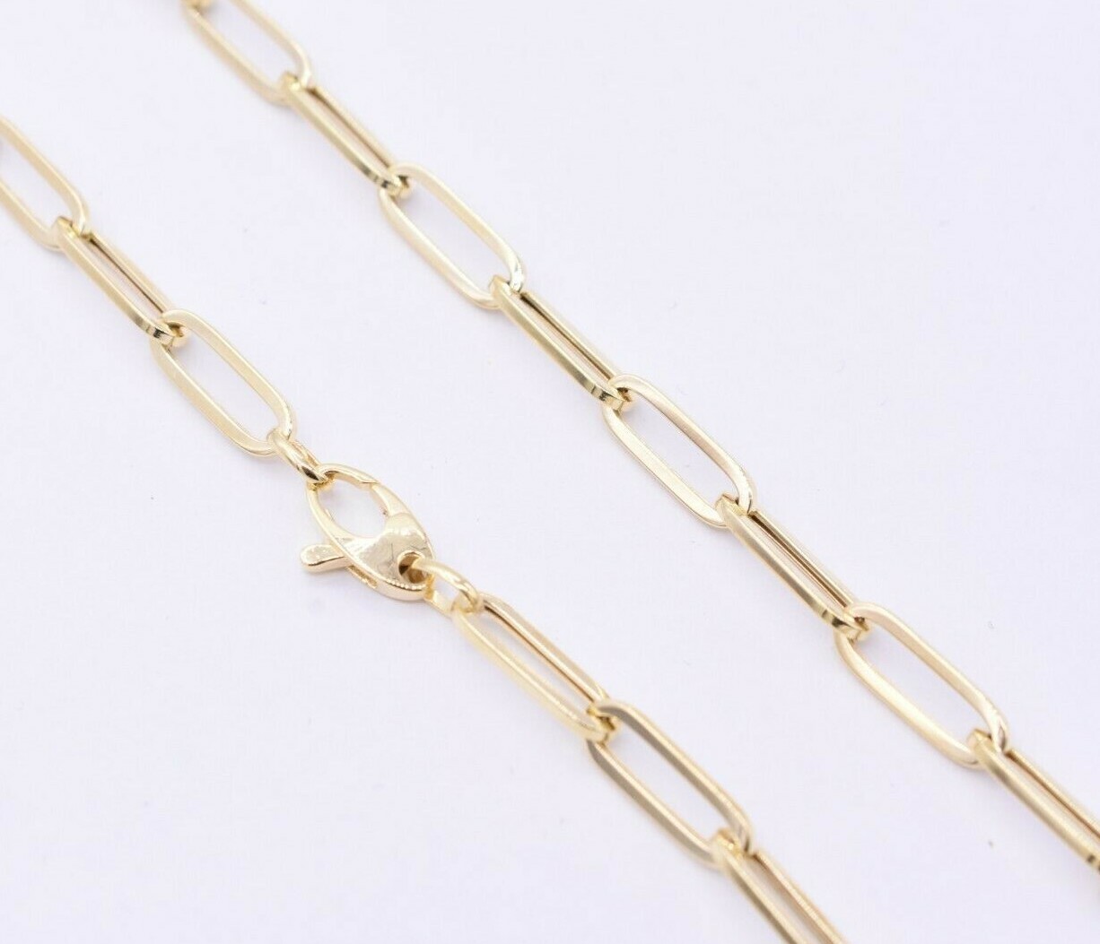 4.4mm Paperclip Long Link Chain Necklace 10K Real Yellow Gold All Sizes