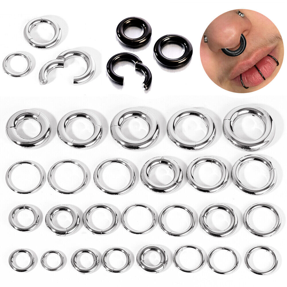 1 Pc Surgical Steel Punk Large Gauge Earrings Nose Septum Ring Piercing Jewelry