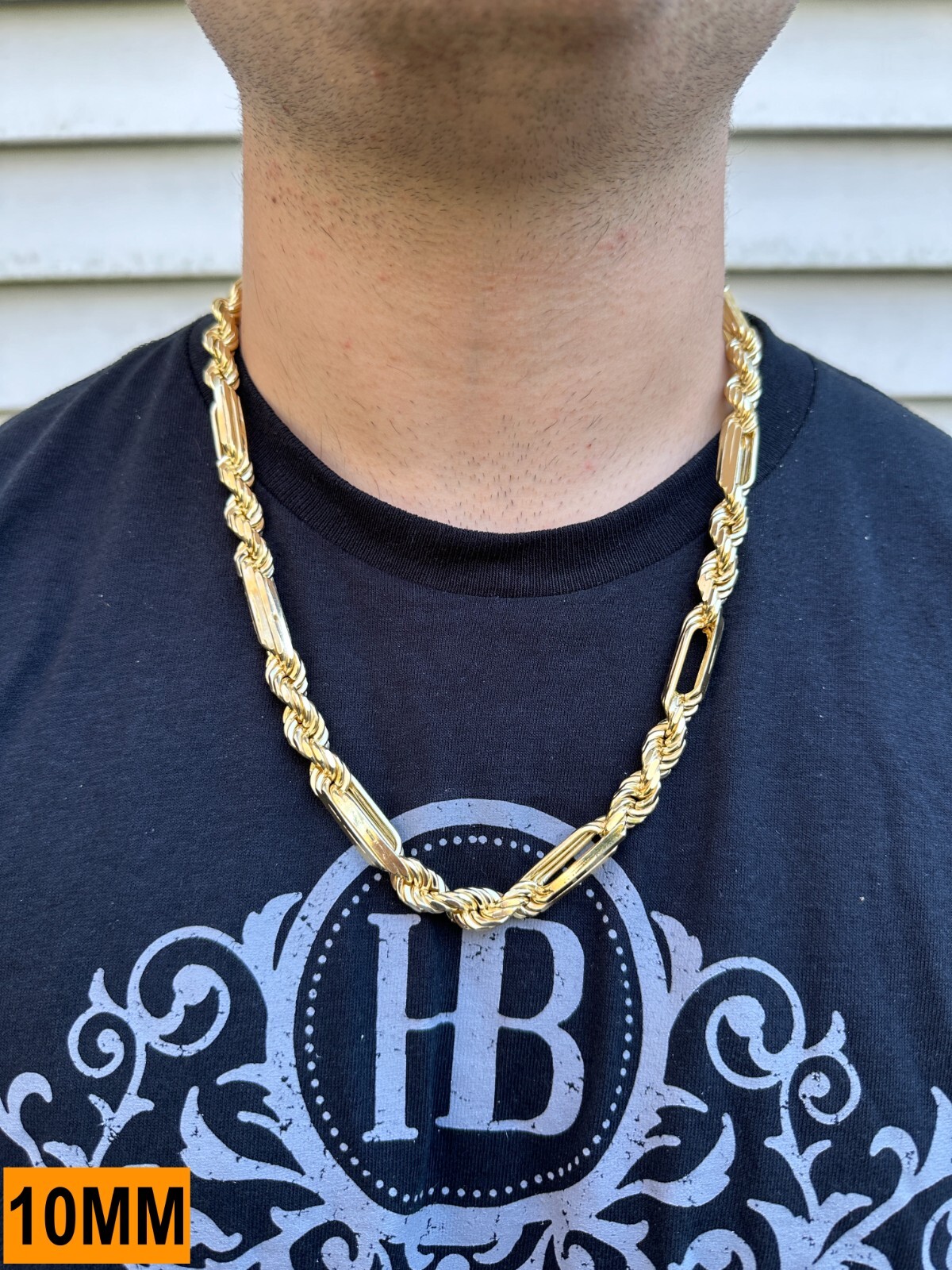 FigaRope Milano Chain Real Solid 14K Gold Plated 925 Silver Necklace Bracelet