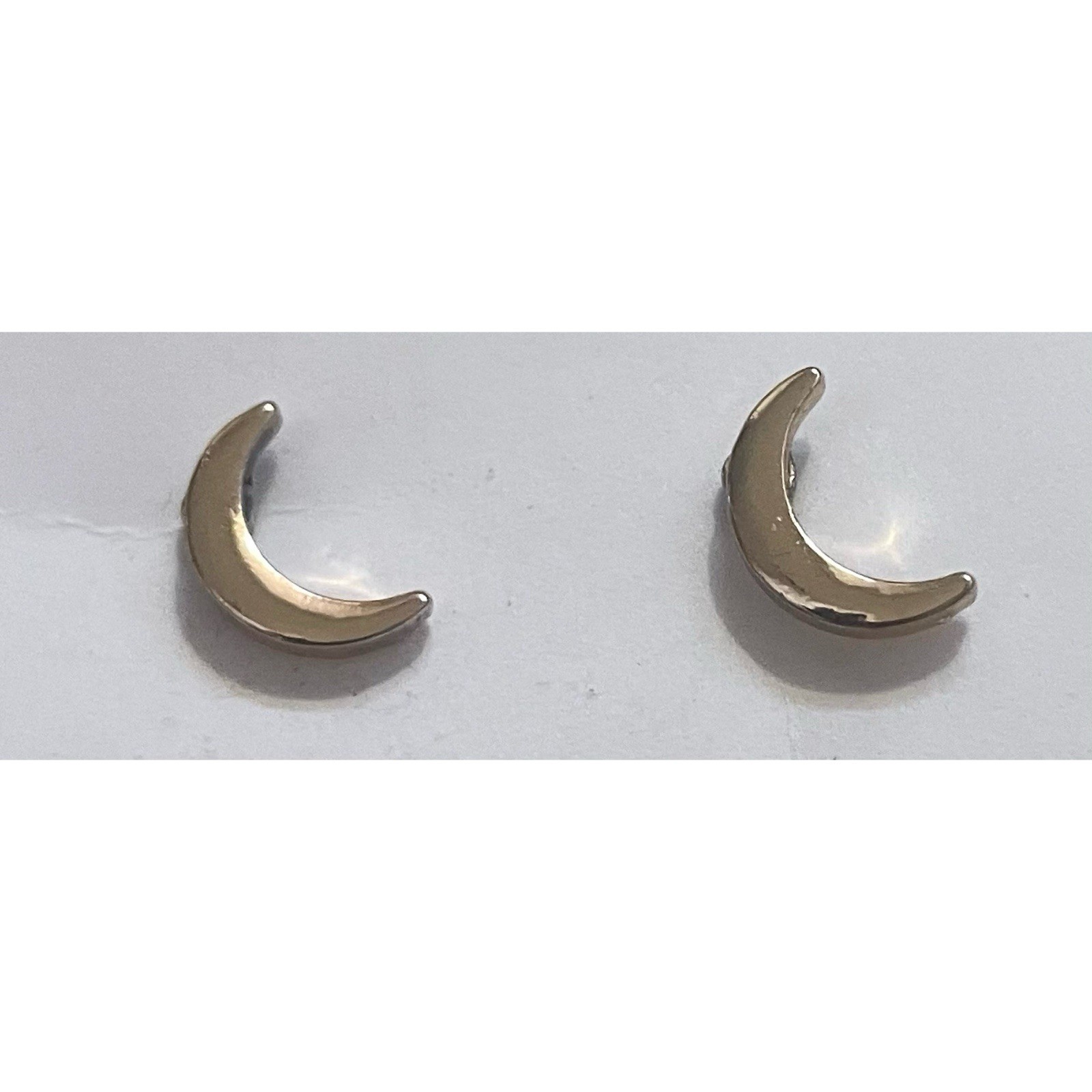 Gold-Colored Metal Crescent Moon Stud Earrings