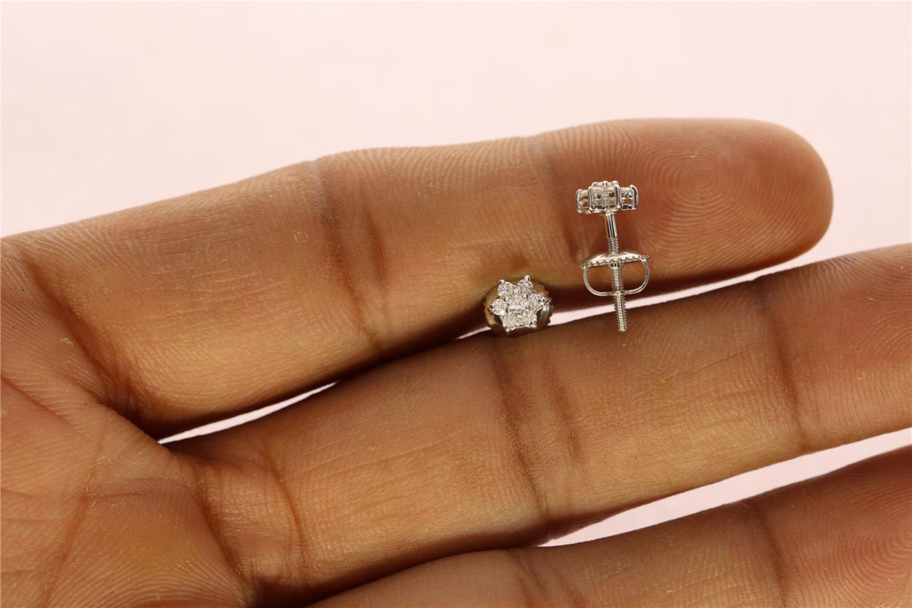 Flower Studs Earring VVS1 E 0.25 Carat Genuine Diamond 14K Yellow Gold Appraisal
