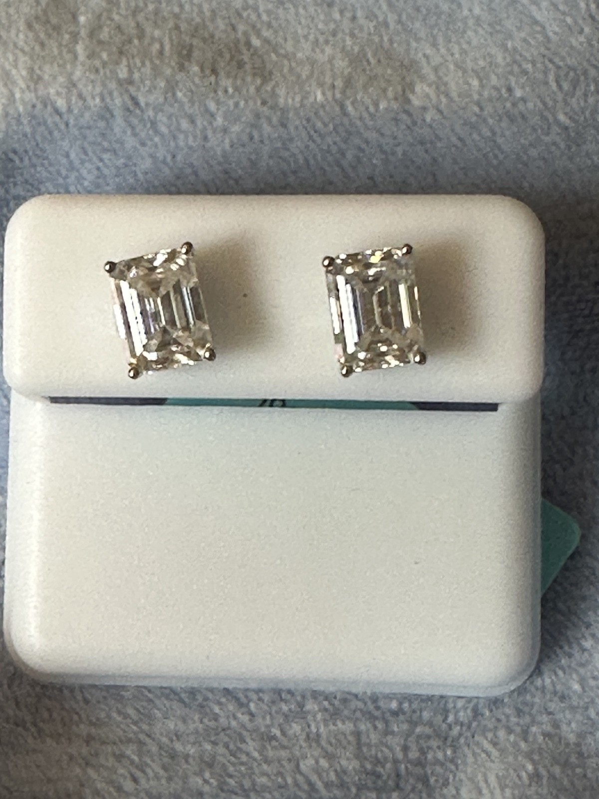 925 sterling silver emerald cut moissanite earrings