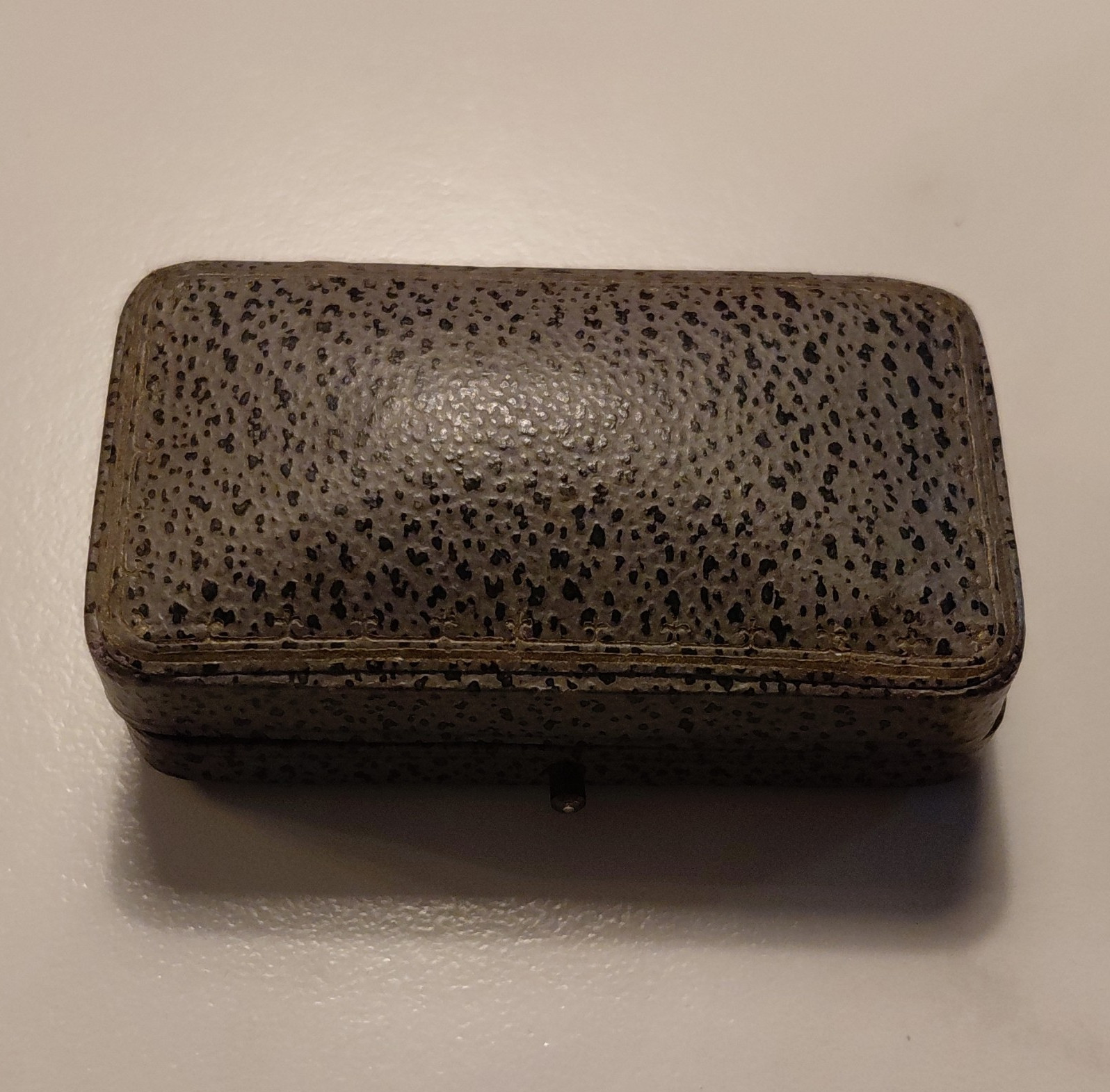 Vintage Gray Rectangular Ring Earring Cufflink Jewelry Box Purple Lined Antique