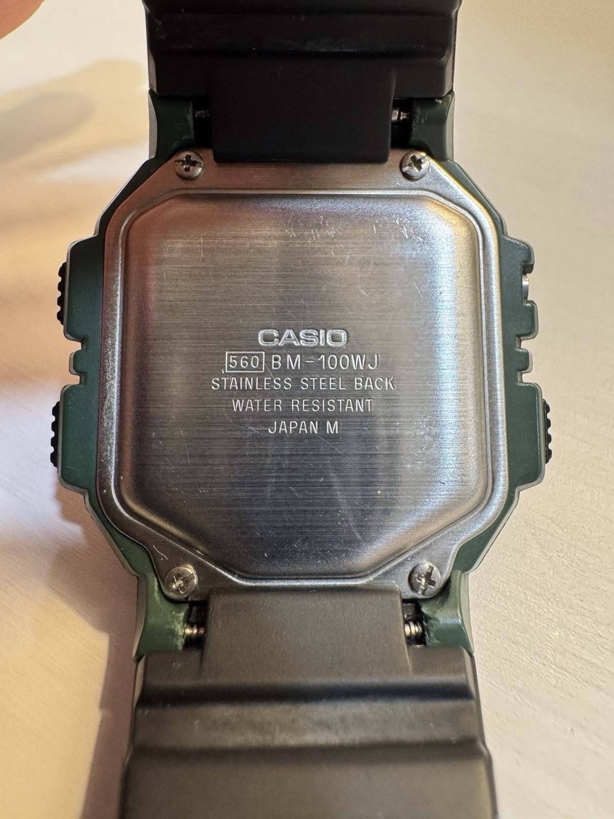 Casio BM-100WJ Men’s Digital Barometer Watch. Green Variation New Battery