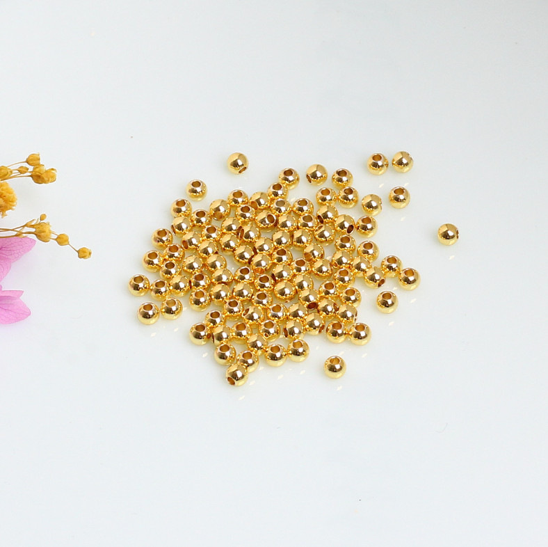 DIY Silver Gold Filled Polish Ball Spacer Loose Beads Jewelry Making 10Pcs PE32