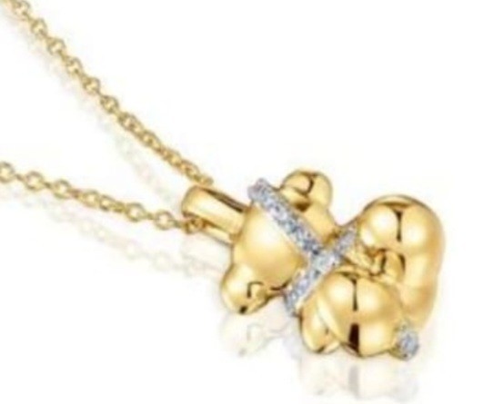 TOUS NECKLACE GOLDEN PLATED RINESTONE BEAR