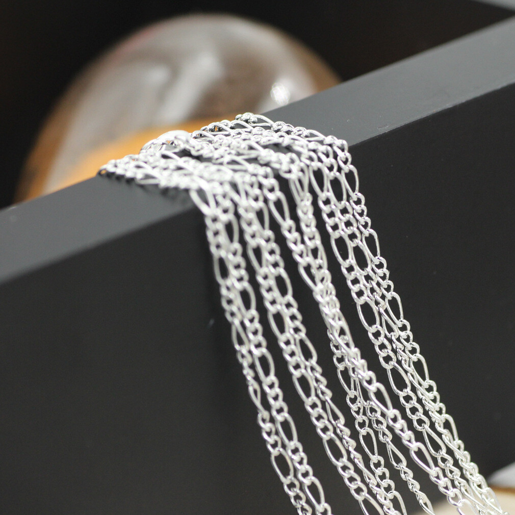 5pcs 16-30inch Silver Figaro Chain Necklaces Jewelry For Pendant Accessory