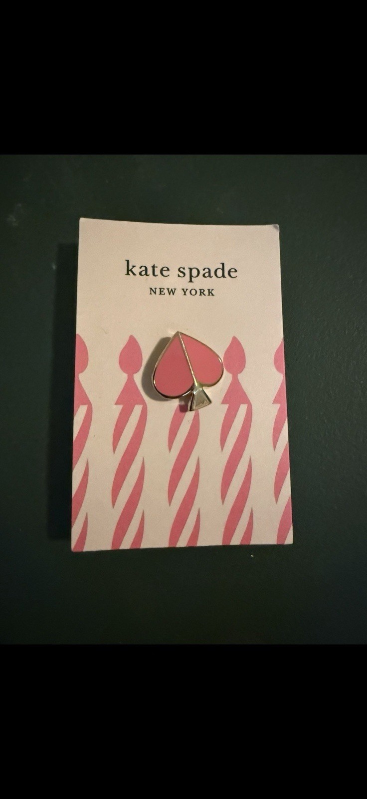 Kate Spade Happy Birthday Enamel Pin Pink Spade Brooch Lapel Badge Limited Ed