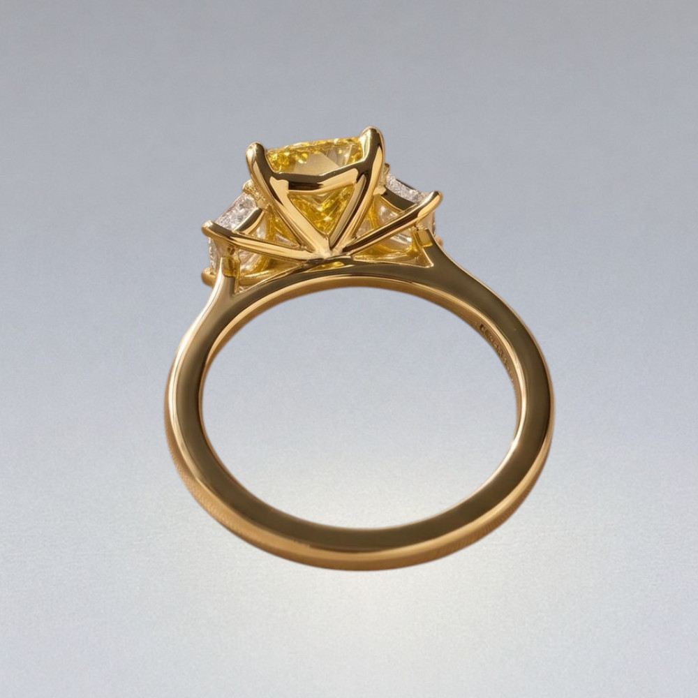 IGI Lab Created Diamond Ring Fancy Vivid Yellow 3.80 CT Radiant 18K Yellow Gold