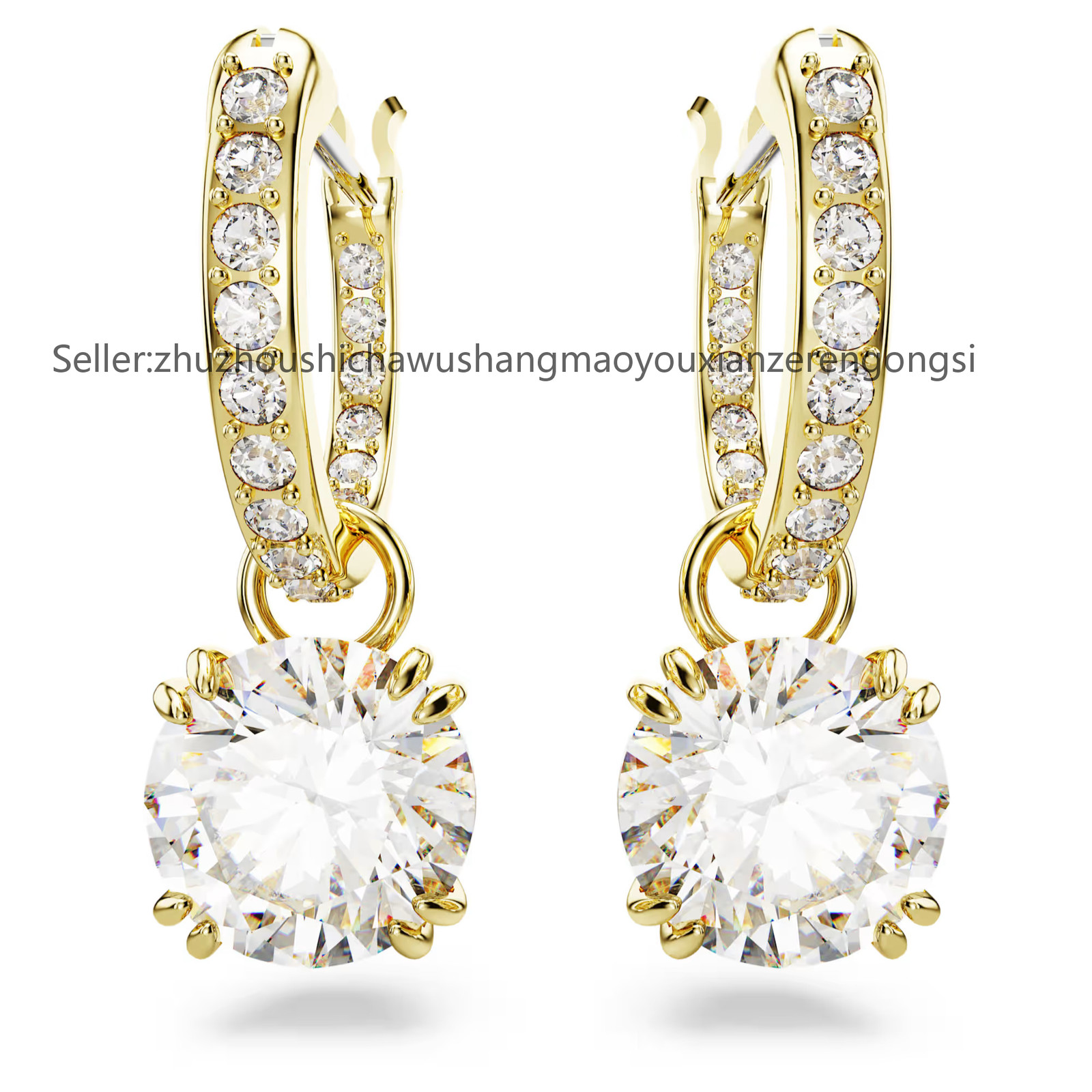 Stilla White Gold Tone Plated Drop Earrings Round Cut New