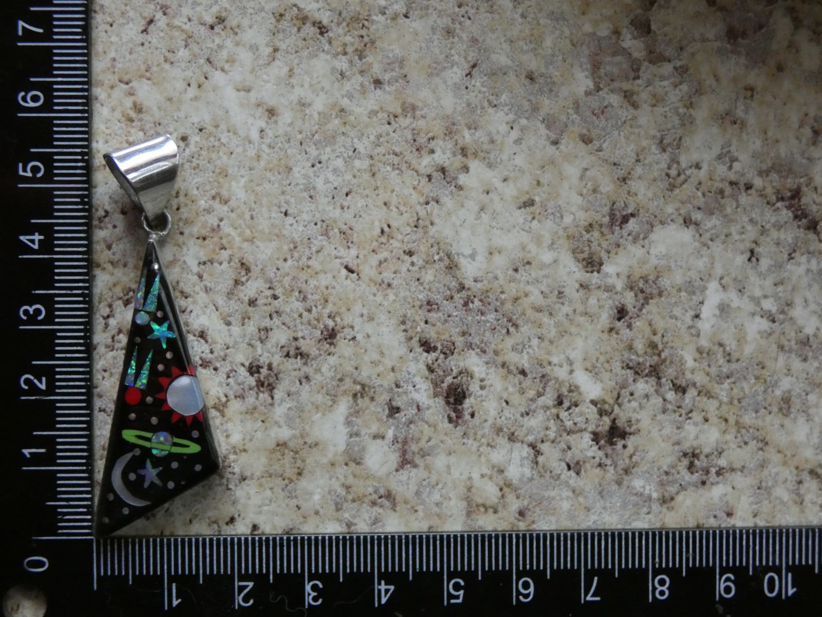 Cosmic Night Sky Multi Gemstone Opal Aluminum Sterling Silver Alloy Pendant AS99