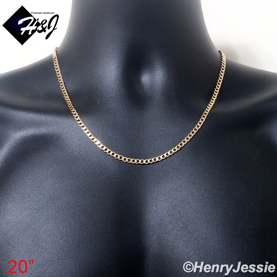 18″20″24″MEN WOMEN 18K Gold Filled 4mm Gold Cuban Curb Link Chain Necklace*GFN6