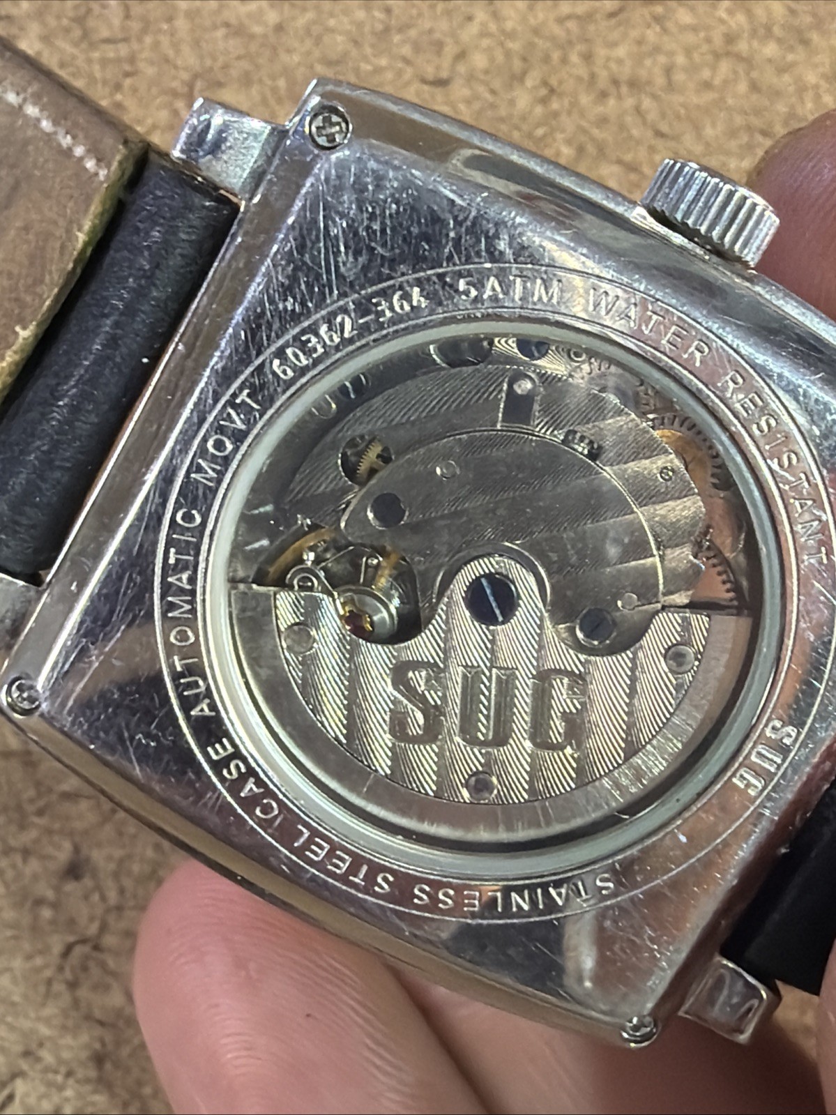 SUG Automatic Watch Reference No. 60362-364 Used Works 5 ATM Black/Silver