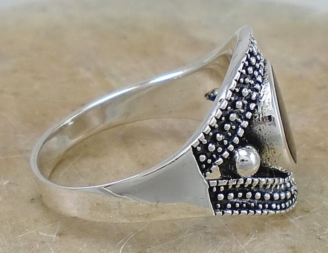 LARGE EXOTIC 925 STERLING SILVER ONYX RING size 12 style# r2342