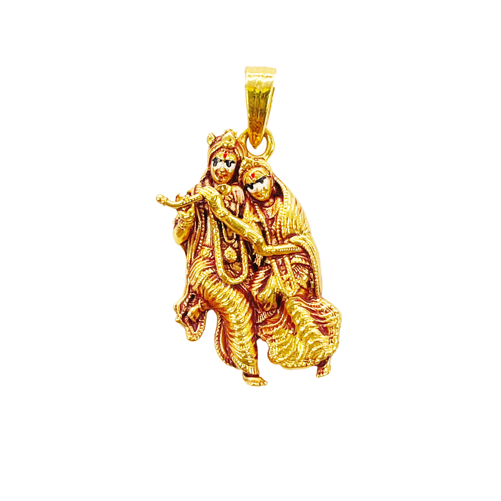 22ct Yellow Gold High Polished Radha Krishna Pendant 22mm Length