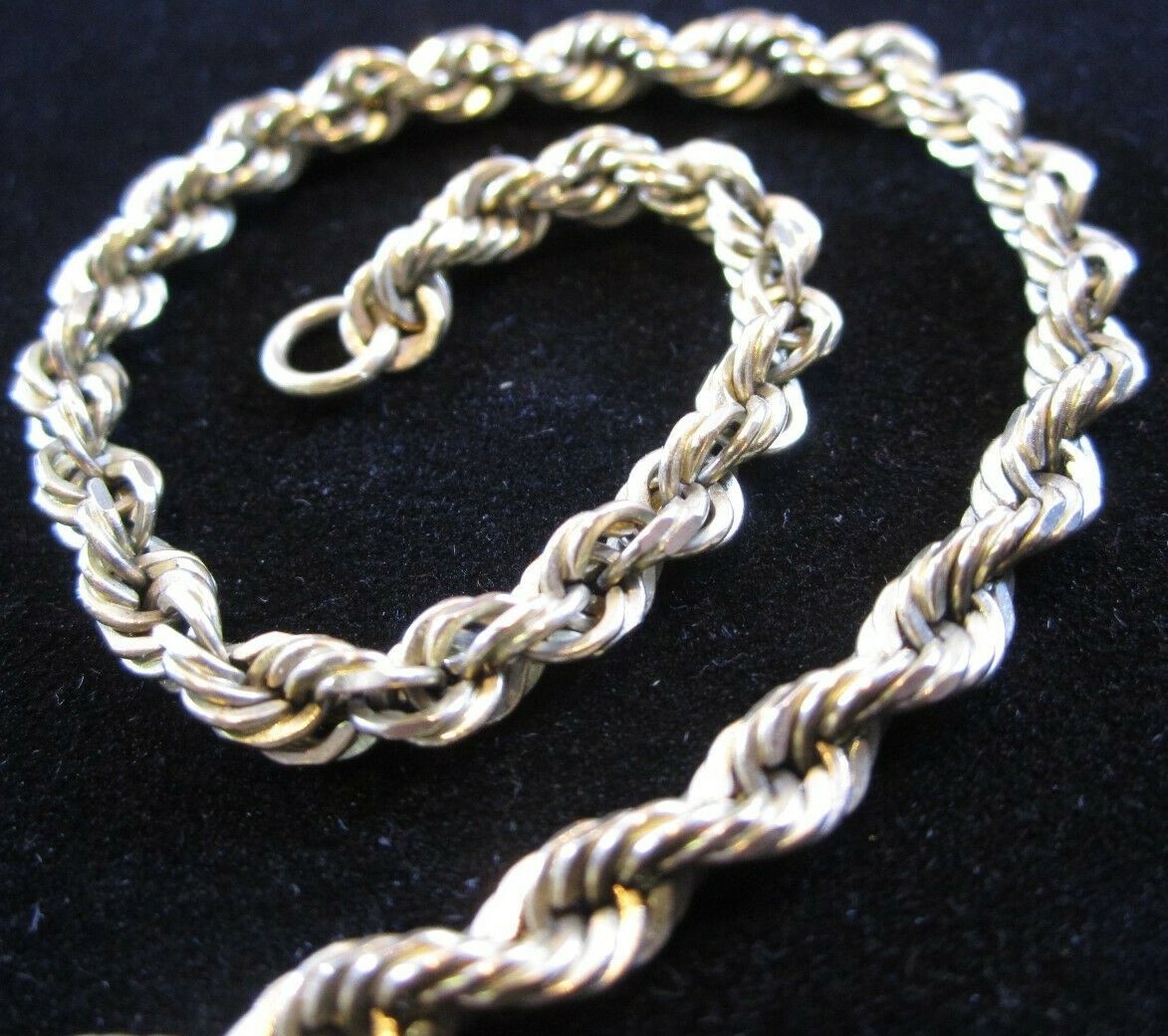 HUGE 14k Yellow SOLID Gold 28.5 Grams 20.5″ Rope Necklace 4.3mm ITALY