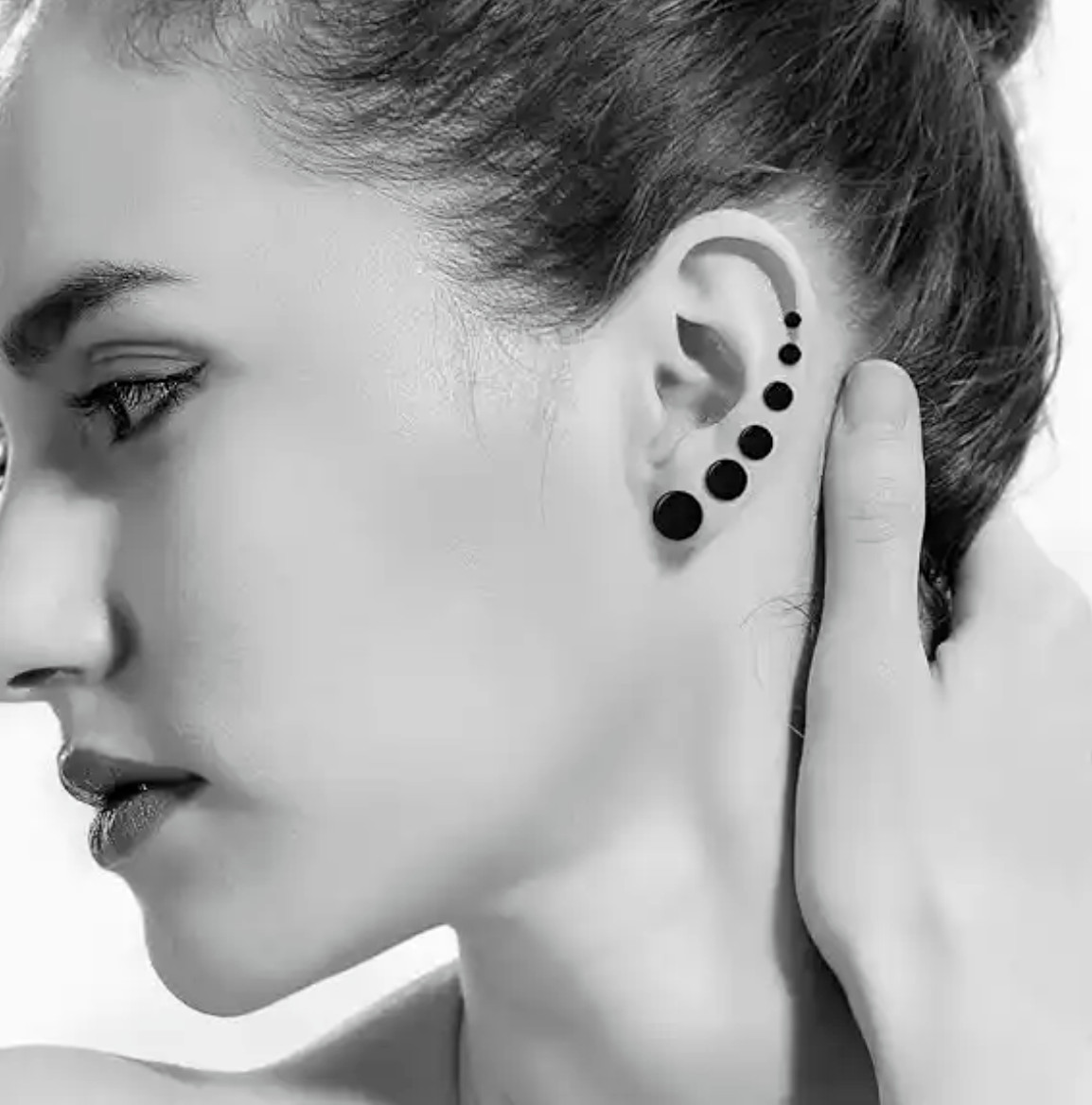 Black Stainless Steel Barbell Ear Studs Punk Rock Earrings 3-12mm mens women’s