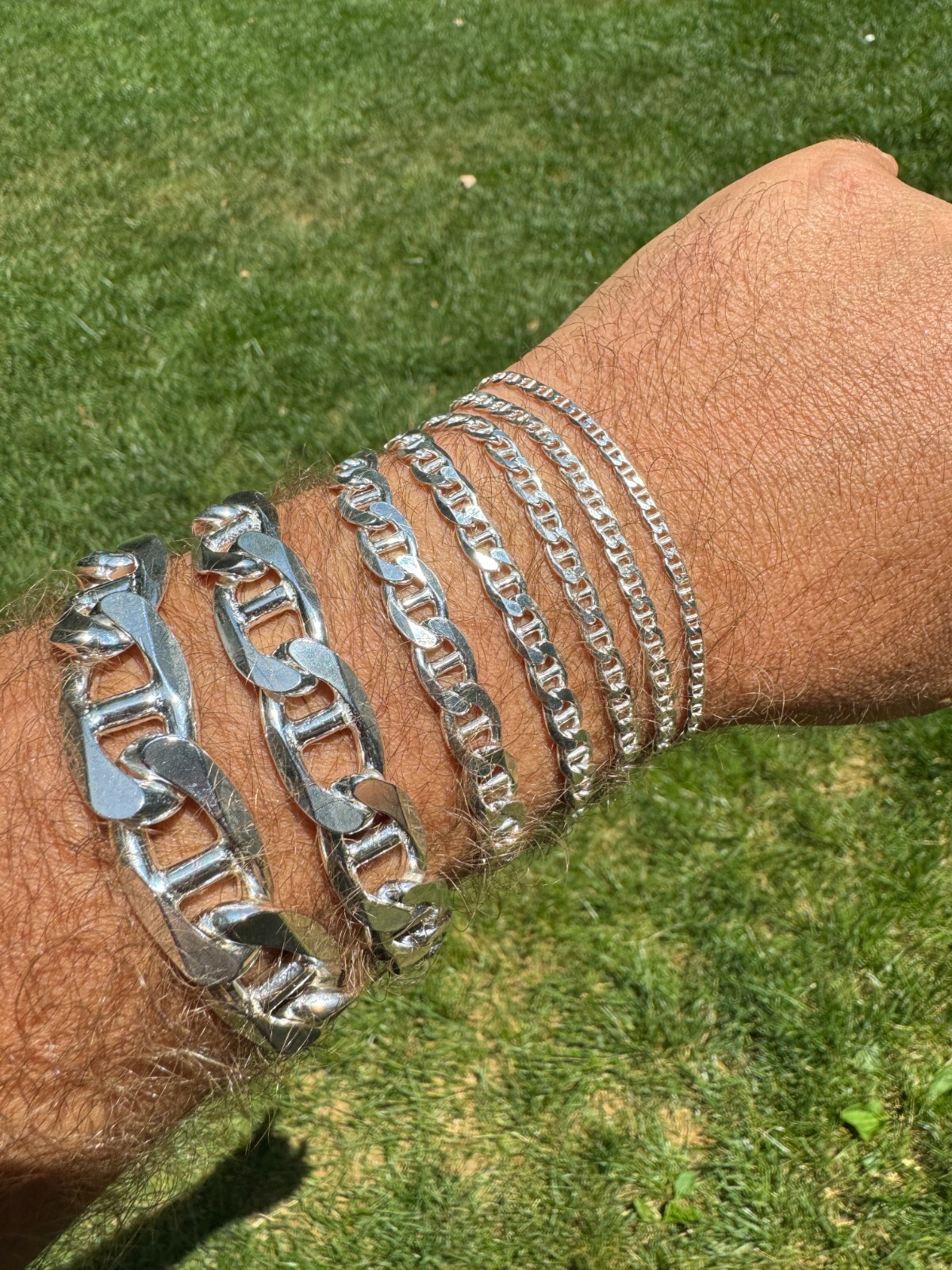 Real Solid 925 Sterling Silver Mariner Link Bracelet ITALY 2.5-16mm ITALY MADE