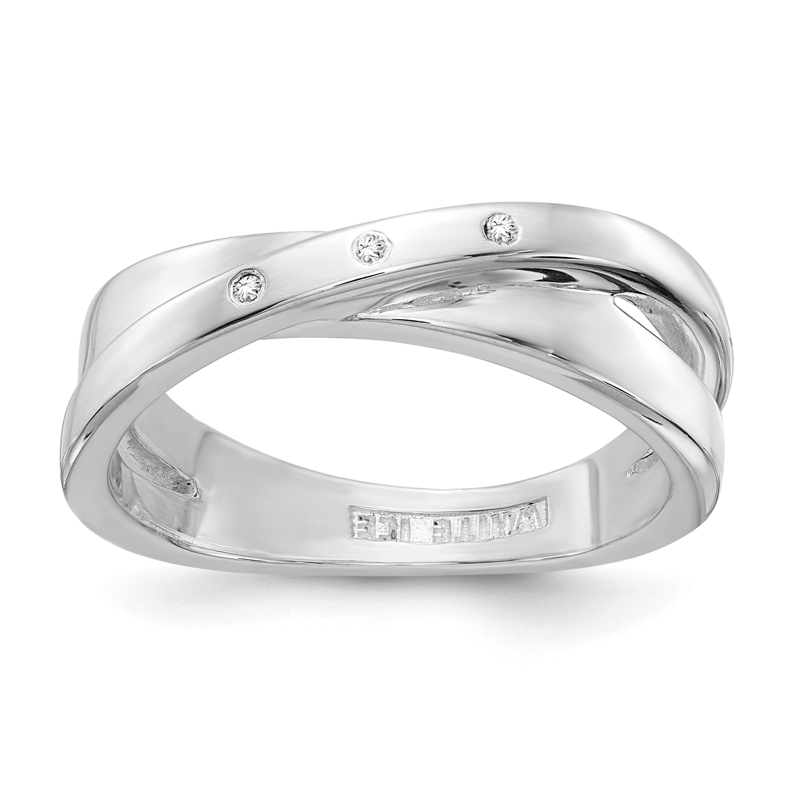White Ice Silver Diamond X Ring QW167