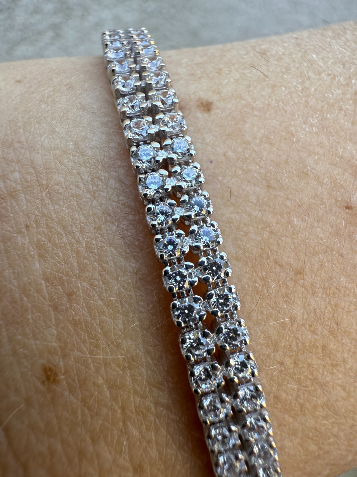 Real 925 Sterling Silver Micro Two Row 4.5mm Tennis Bracelet CZ 6-8″ Iced