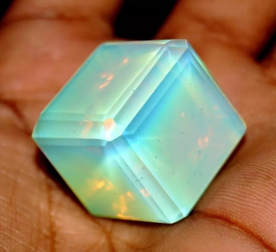 Opal Cube Cut Untreated Natural Fire Welo Australian Certified 80+ Ct Gemstone