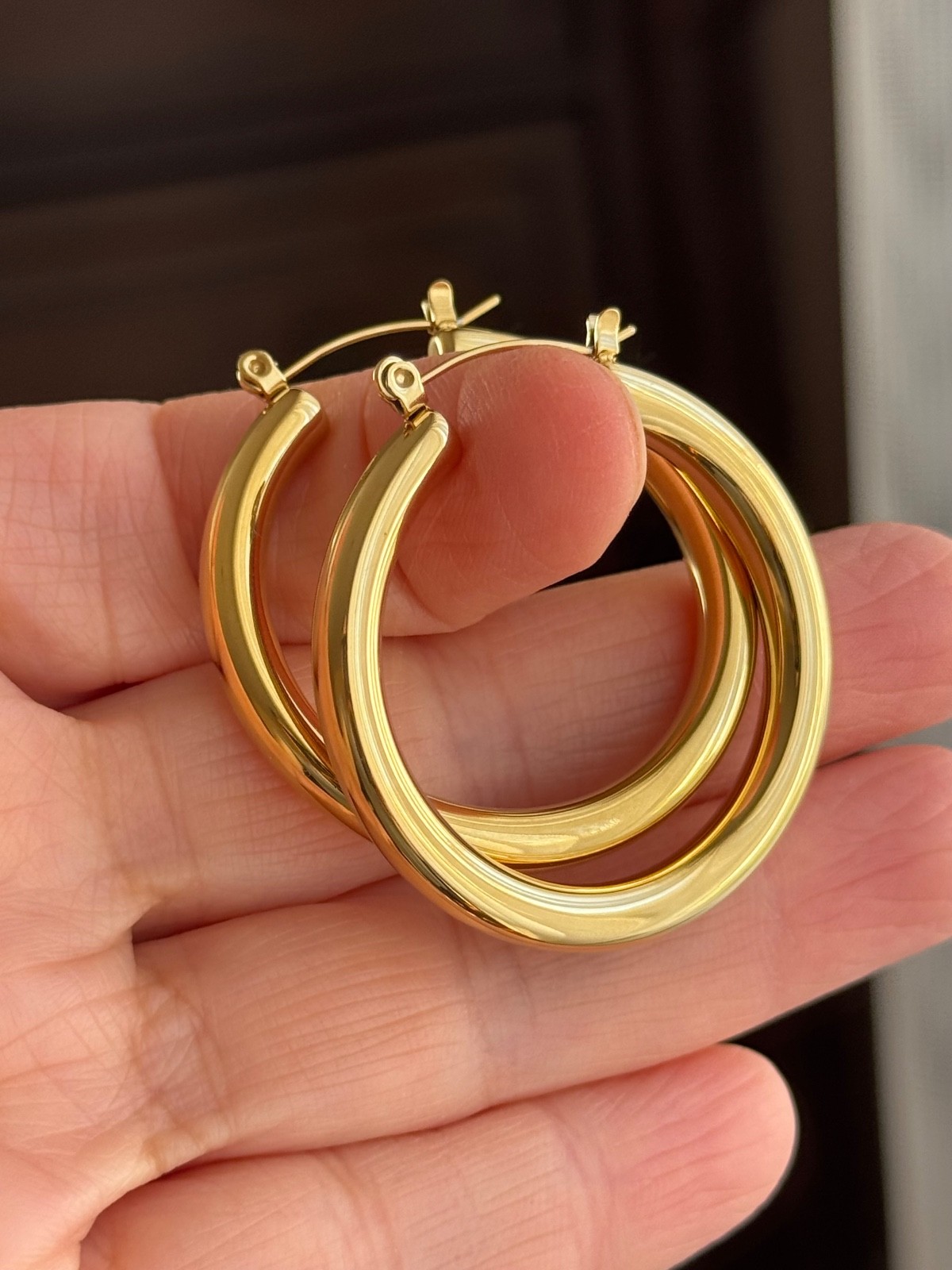 316 L Stainless Steel Gold Plated Lightweight Hoop Earrings ( 40mm x 40mm )