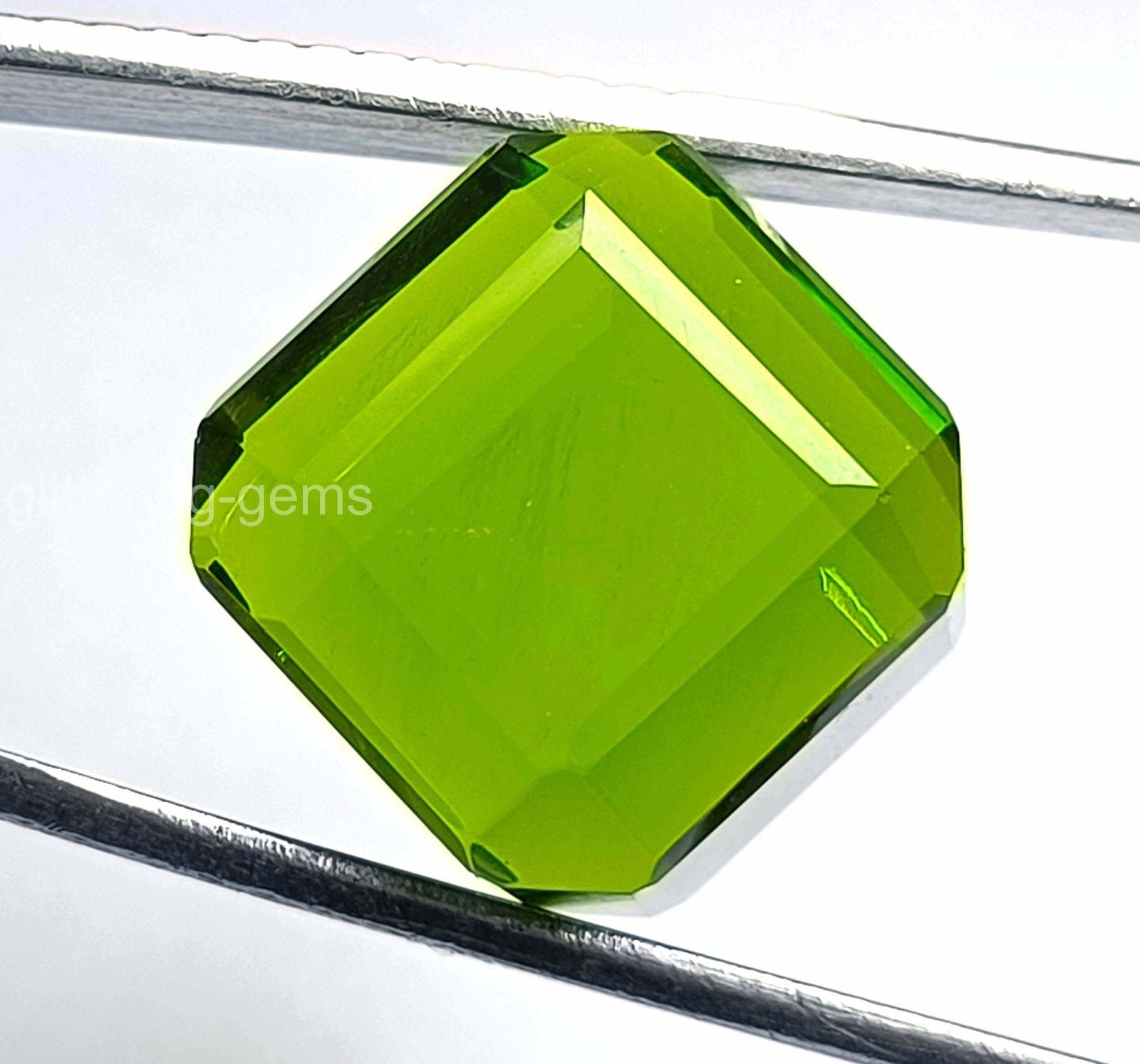 Natural Pakistani Green Peridot 39.10 Ct Cube Cut IGL Certified Loose Gem 5DOG