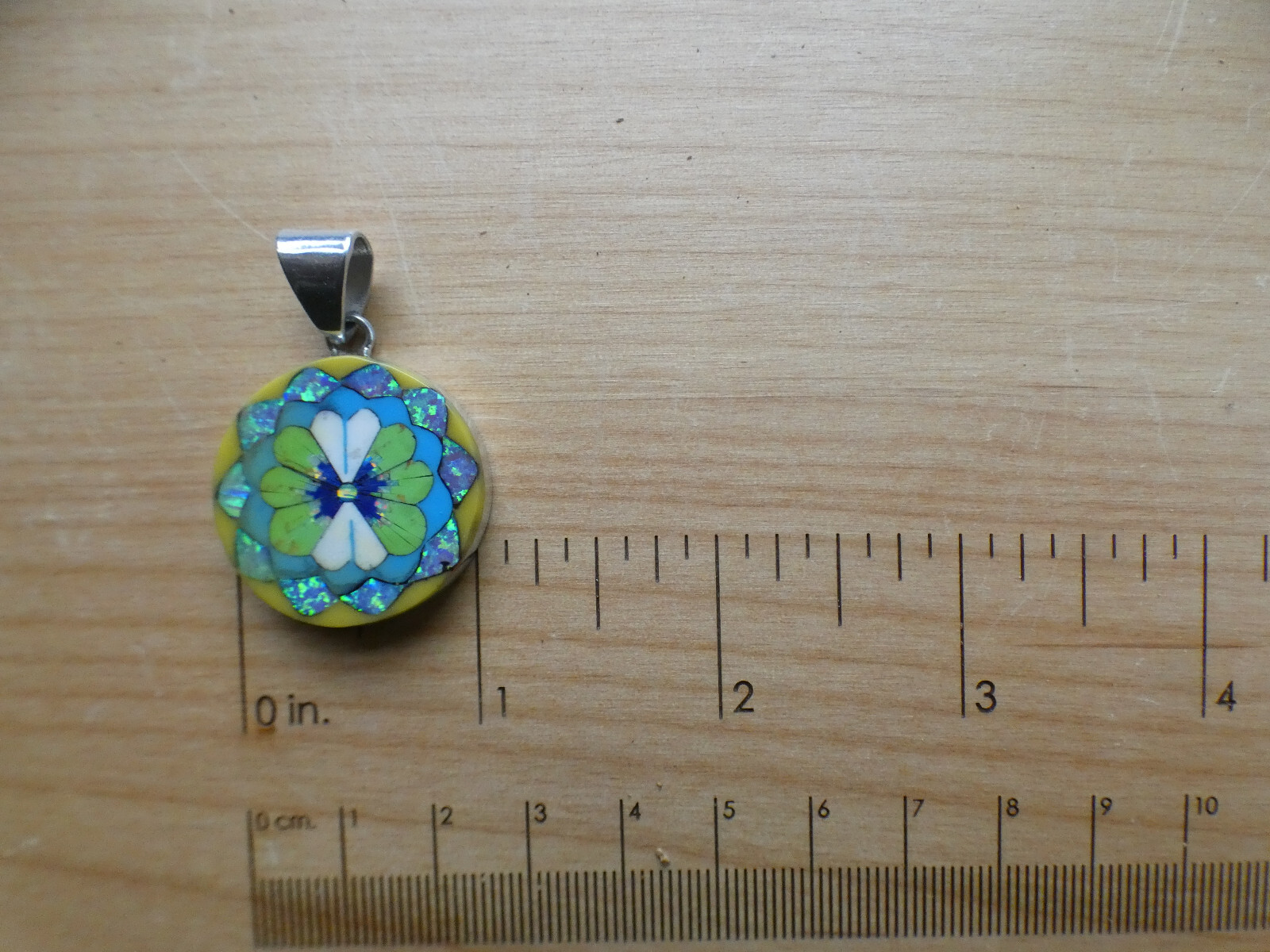 Gorgeous Pansy Flower Gemstone Opal Aluminum Sterling Silver Alloy Pendant AK83