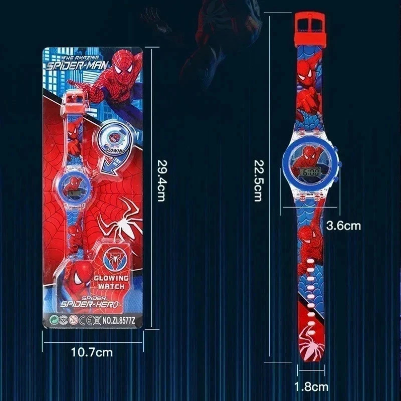 Children Spiderman Watch Cartoon Flashing Light Up Digital Spider Man Kids Flash