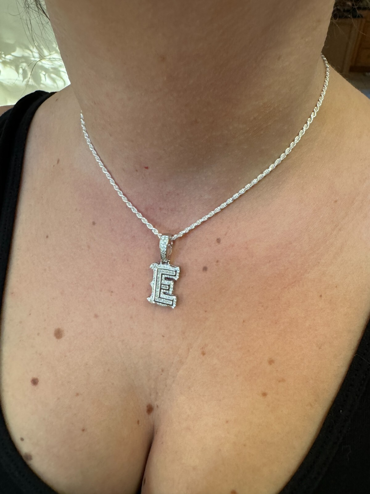 Moissanite Gothic Small Initial Letter 925 Silver / Gold Pendant Iced Necklace