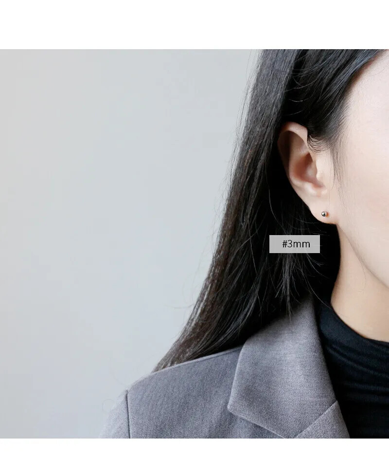 S925 Sterling Silver Round Ball Stud Earrings