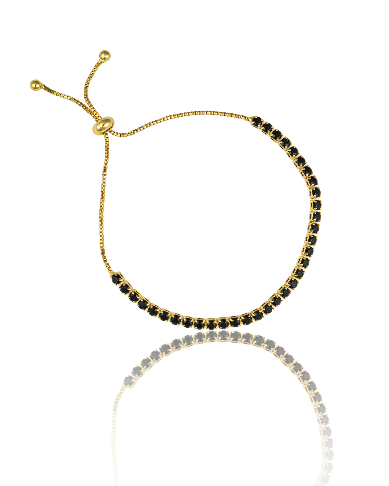 Adjustable Box Chain Bracelet With Round Clear CZ Stones (I140)