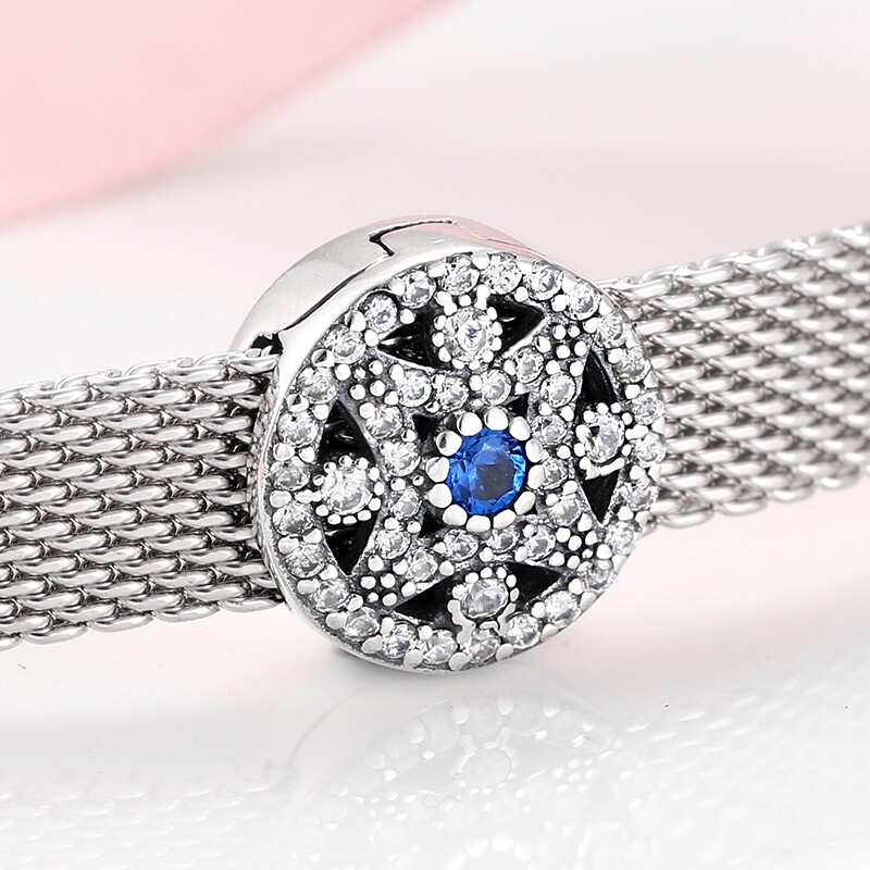 Sparkling Flower Charm For Mesh Bracelet Floral Genuine 925 Sterling Silver 💖