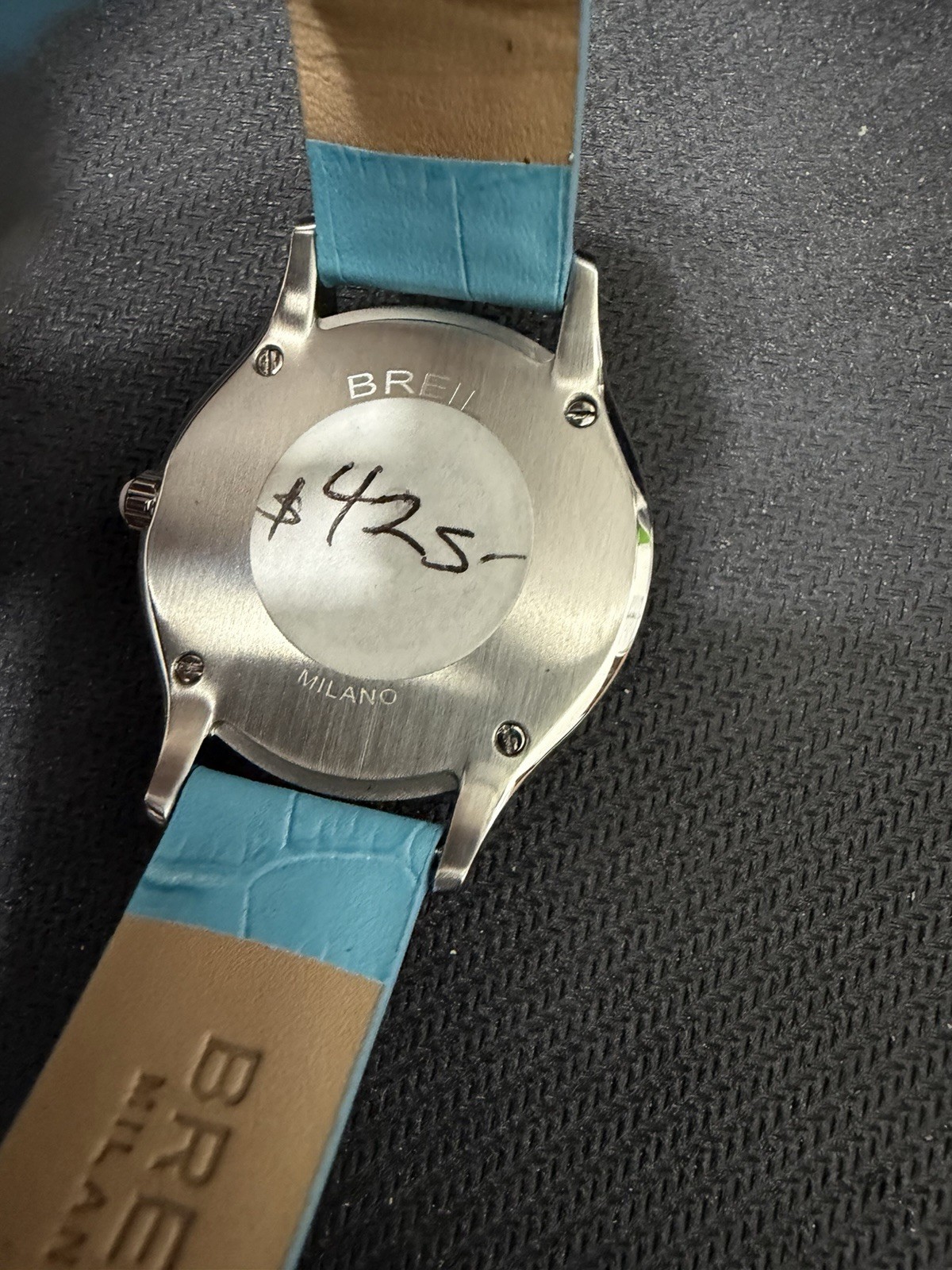 Breil Milano MOP Skeleton Dial Turquoise Leather Watch – Brand New