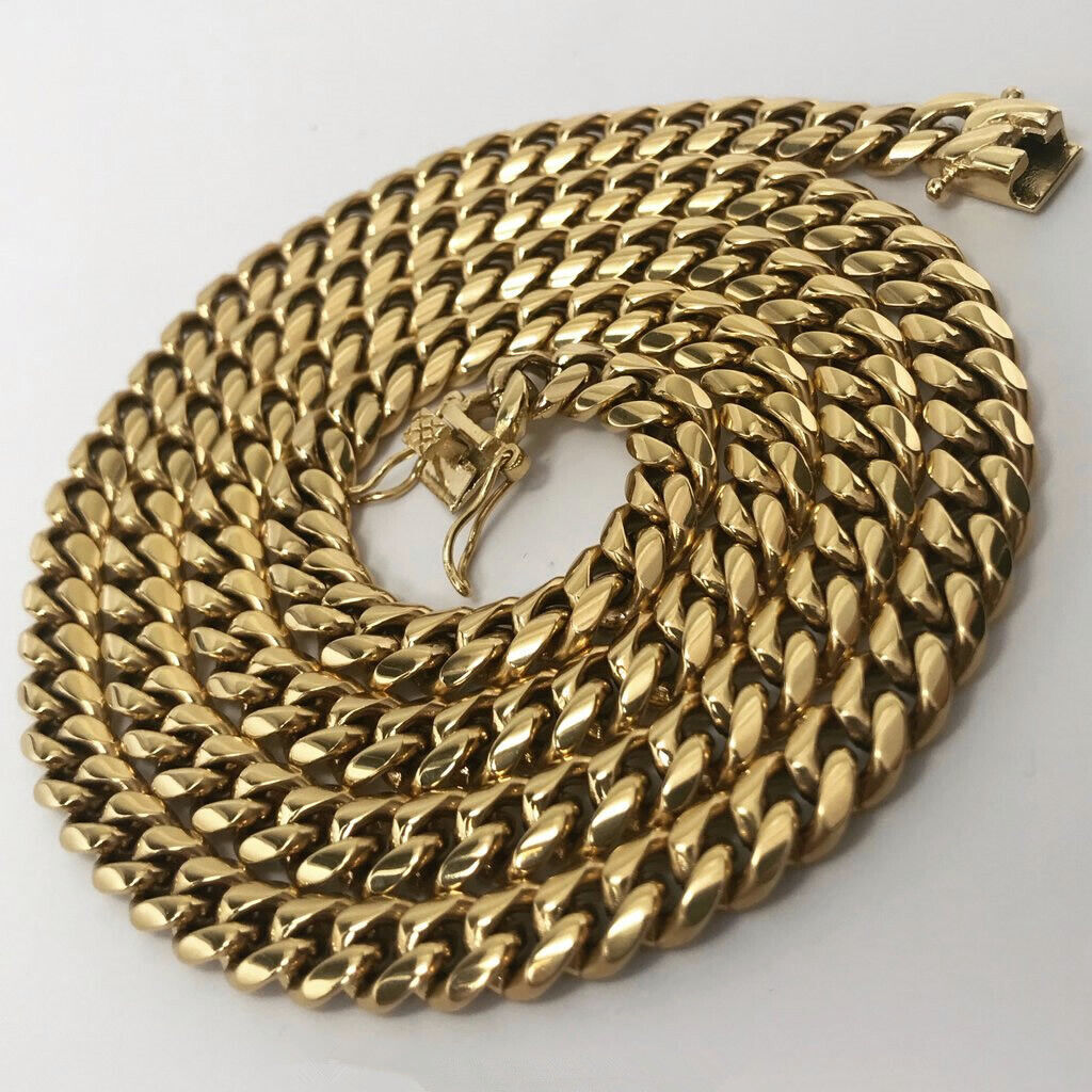 Men’s Miami Cuban Link Bracelet Chain 14k 18k Gold Plated Stainless Steel 4-14MM