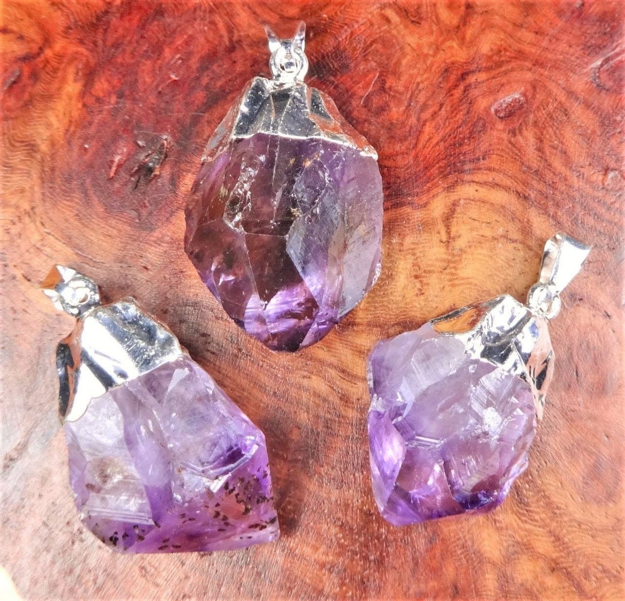 Amethyst Crystal Point Pendant (Silver Plated) Wholesale