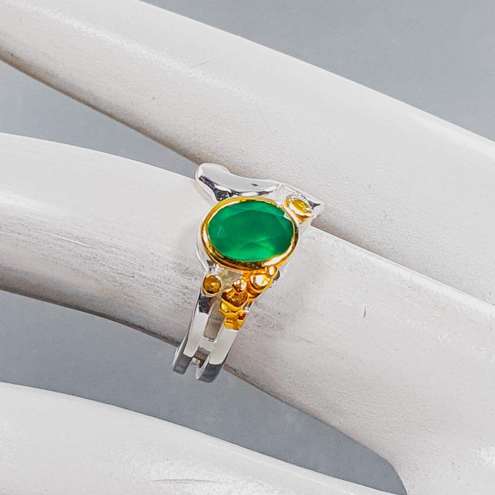 Natural Onyx Handmade Silver Ring 925 Sterling Fine Art Jewelry Gift / RVS418