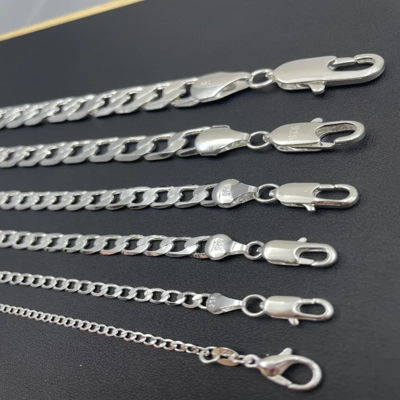 Hot 925 Sterling Solid Silver Sideways Chain Women Men Necklace Jewelry Gift