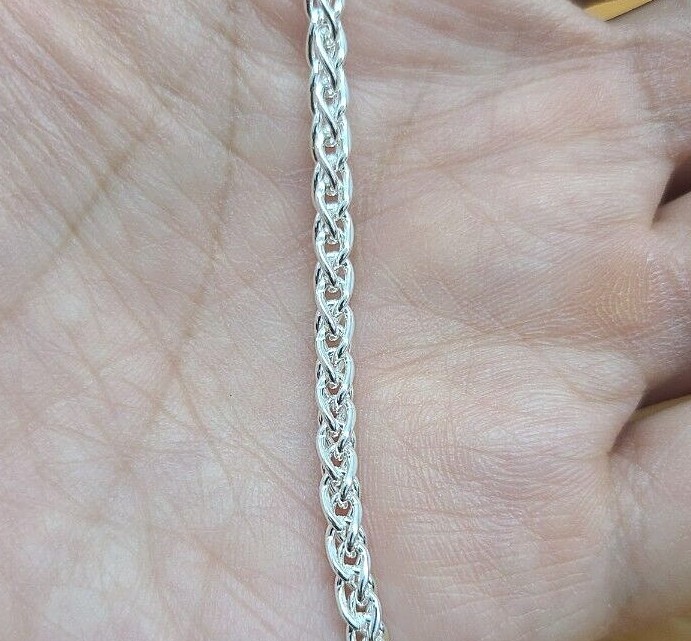 925 Sterling Silver Spiga Wheat Chain Necklace Bracelet Width 3mm Size 7″~30″