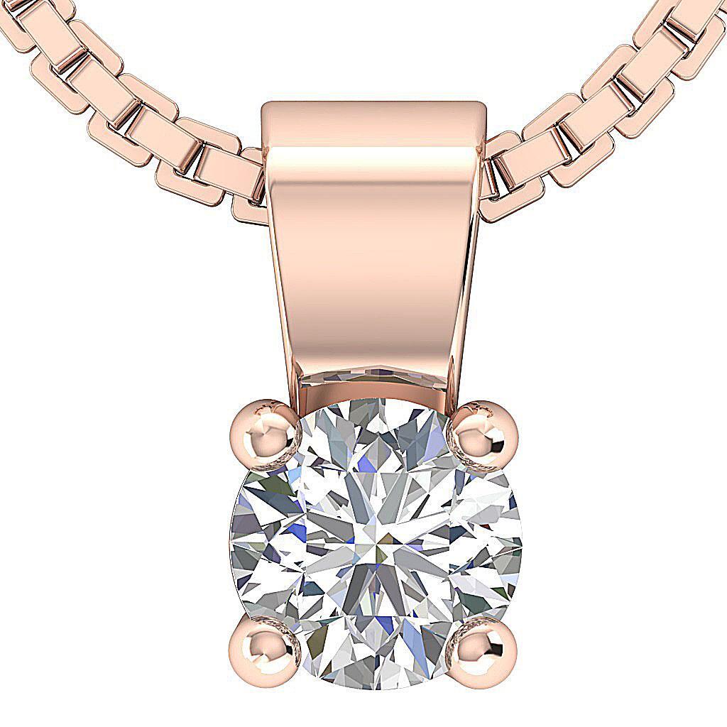 Lab Grown Diamond Solitaire Pendant Necklace VS1 F 0.25 Carat 14K Gold Prong Set