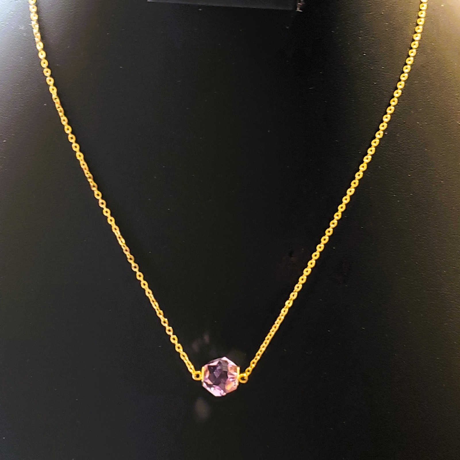 Swarovski “Nutshell Design Collection” Violet Hue Geometric Crystal Necklace