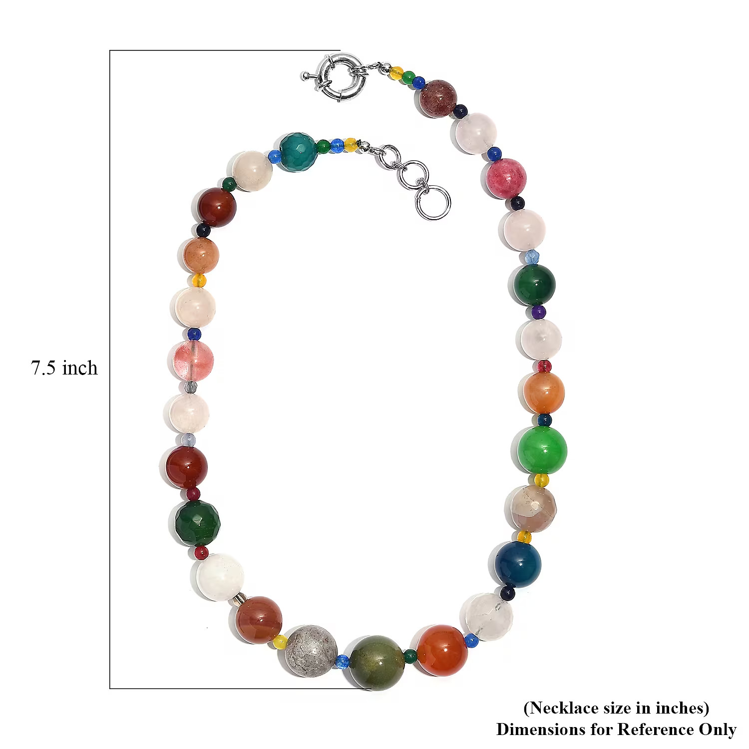 Multi Gemstone 400.00 ctw Beaded Necklace in Platinum Bond 18 Inches Christmas
