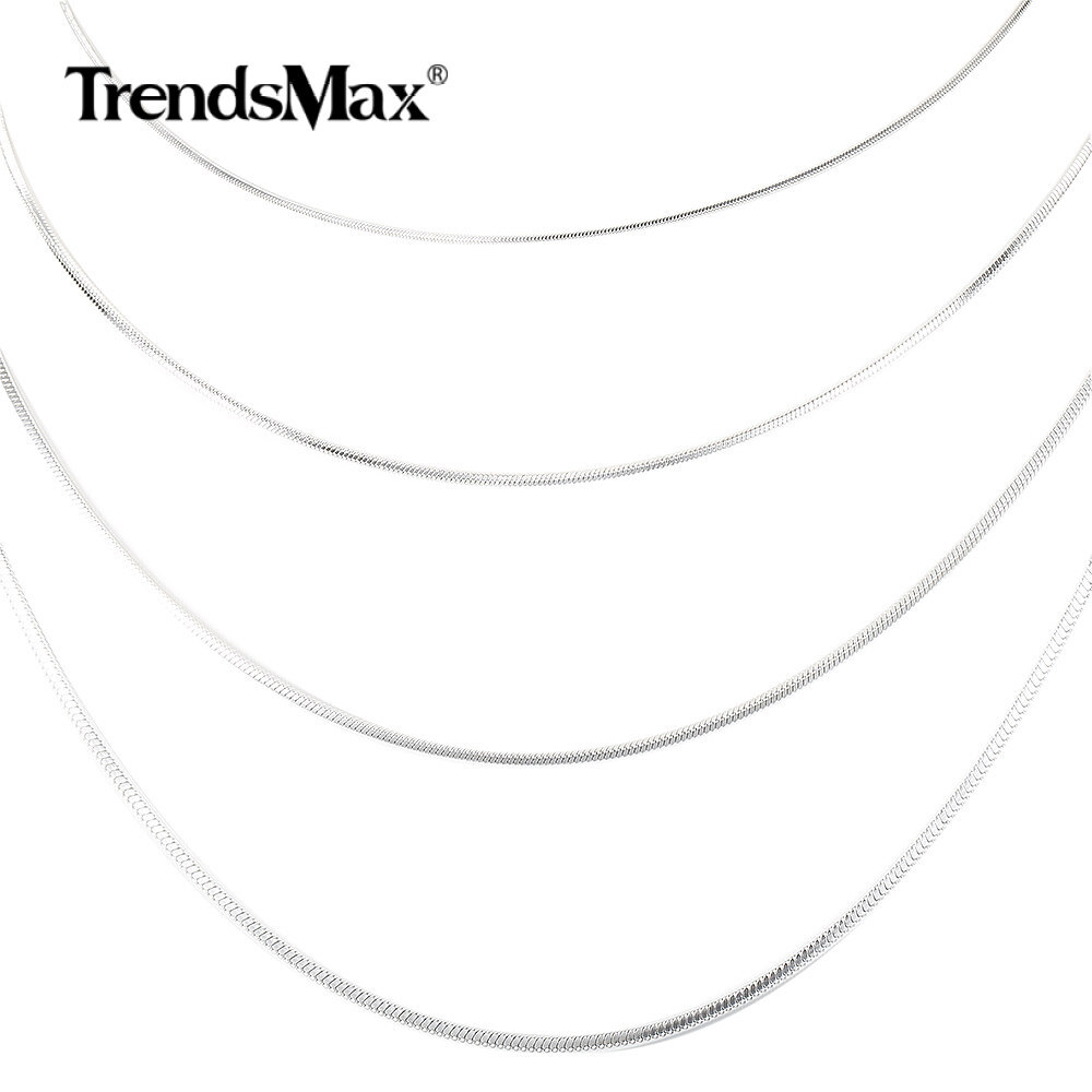 0.9/1.2/1.5/2.0mm Silver Stainless Steel Snake Chain Necklace for Women Men 22″